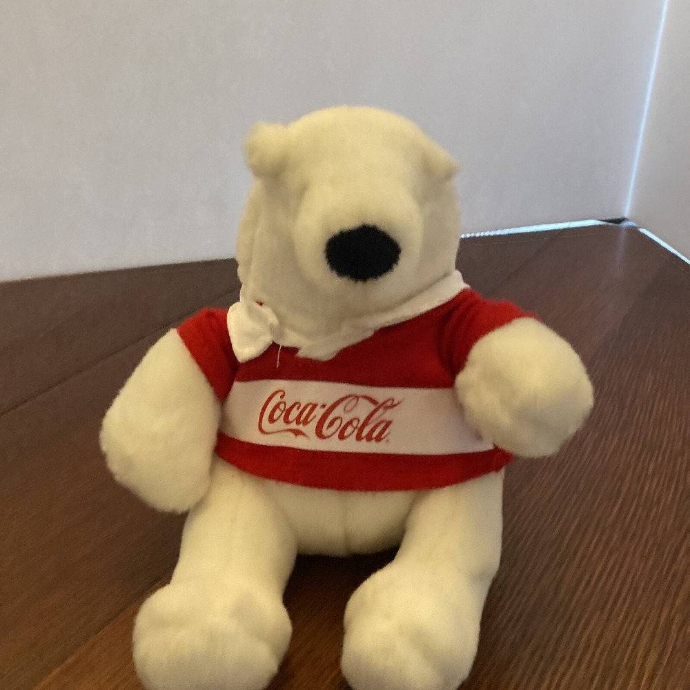 Coca Cola Polar Bear Plush‎ 6" Stuffed Animal Toy 2021 Red Polo Shirt